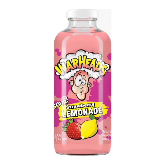 WARHEADS SOUR STRAWBERRY LEMONADE GLASS BOTTLE